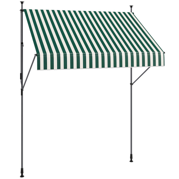 Tenda da Sole a Manovella Autoportante 2x1,2 m in Poliestere Verde e Bianco sconto