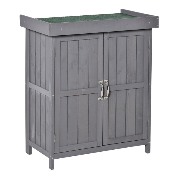online Armadietto da Giardino 2 Ante Tetto Apribile 74x43x88 cm in Legno di Abete Grigio Scuro