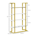 Libreria 4 Ripiani 92x35x152 cm in MDF e Acciaio Bianco e Oro