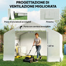 Capanno da Giardino e Tenda Garage 3x3 m Impermeabile con Porta Avvolgibile in Metallo e PE Bianco      