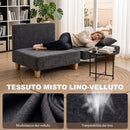 Poltrona Letto Singolo 2 in 1 Pieghevole Salvaspazio 94x63x89 cm con Cuscini in Tessuto Misto Lino-Velluto Grigio Scuro      