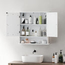 Armadietto Pensile da Bagno 56x13x58 cm con 2 Ante a Specchio e Ripiano Aperto Bianco      