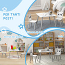 Set Tavolino e 2 Sedie per Bambini Panda in MDF e Legno di Pino Grigio   