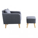 Poltrona con Poggiapiedi Ashlie in Tessuto Grigio chiaro