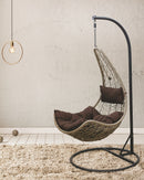 Amaca Dondolina da Giardino in Metallo e Polyrattan Soriani Goccia Grigia e Ecrù