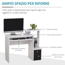 Scrivania Moderna con Mensola per Tastiera e Cassetto in Tessuto 100x40x86,6 cm  Bianco e Nero