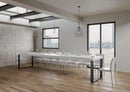 Tavolo Allungabile 140-400x90x77 cm Tecno Premium Bianco Frassino Telaio Antracite 