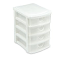 Cassettiera 4 Piani 13x17x18 cm plastica rigida colorata Bianca