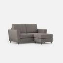 Divano 2 Posti con Pouf 152x155x85 cm Yasel in Tessuto Grigio