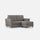Divano 2 Posti con Pouf 152x155x85 cm Yasel in Tessuto Grigio