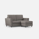 Divano 2 Posti con Pouf 172x145x85 cm Yasel in Tessuto Grigio