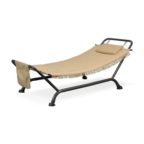 Amaca da Giardino in Ferro e Poliestere con Cuscino e Sacca Taddei Panama Beige acquista