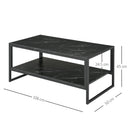 Tavolino Rettangolare da Caffè 106x50x47 cm  Nero Effetto Marmo