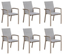 Set Tavolo e 6 Sedie da Giardino in Alluminio e Textilene Tortora