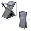 Tiragraffi per Gatti Pieghevole 54,5x32x65 cm con Casetta in Peluche  Grigio