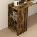 Scrivania Angolare da Ufficio 140x120x78 cm con Cassetti e Scaffale Girevole Marrone e Nero  