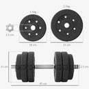 Set Pesi Manubri da 30 kg con 12 Dischi in Acciaio e Sabbia Nero   
