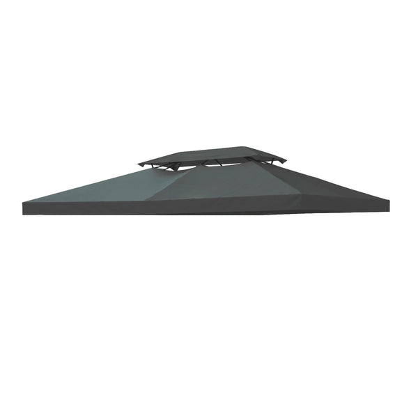 prezzo Copertura per Gazebo a 2 Livelli con Cinghie e 10 Fori di Drenaggio 4x3m in Poliestere Grigio Antracite