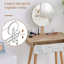 Consolle Trucco 70x39x120 cm con Specchio e Cassetto  Jungle Bianco e Rovere