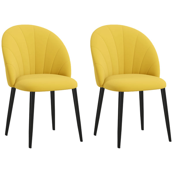 online Set 2 Sedie Design Nordico 52x54x79 cm Tessuto Effetto Velluto Giallo