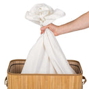 Cesto Biancheria Sporca Pieghevole in Bambu e Tessuto Portabiancheria con Manici