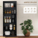 Mobile Contenitore Minimal 59x31x155 cm con 2 Armadietti e Mensole Regolabili in Legno Nero      