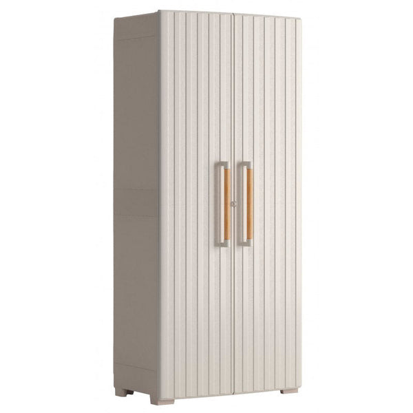online Armadio da Esterno 3 Ripiani 80x45x180H cm in Plastica Keter Groove Alto Sabbia/Beige