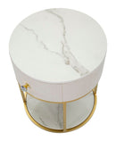 Comodino Montpellier Crema Ø 42x48 cm in Ferro Legno 