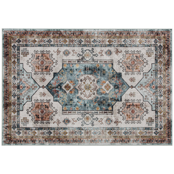 Tappeto Vintage Antiscivolo e Lavabile 230x160 cm a Pelo Corto in Effetto Cashmere Multicolore sconto