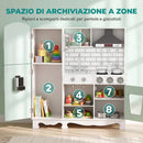 Cucina Giocattolo per Bambini 79x25x88 cm con Luci Suoni Accessori Frigo Forno e Macchina Caffè in MDF Verde Chiaro      