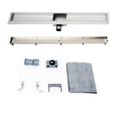 Canalina di Scarico Doccia a Pavimento in Acciaio Inox Piastrellabile 74x11x7 cm 