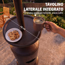 Fungo Riscaldante a Gas 13 kW 81x81x221 cm con Ruote e Tavolino in Metallo Marrone      