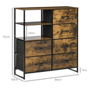 Cassettiera 6 Cassetti in Tessuto Stile Industriale 84x30x92 cm Marrone Rustico  