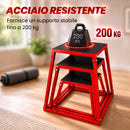 Set Box Pliometrici Trapezoidali Antiscivolo 30,5-61 cm in Acciaio Rosso      
