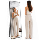 Specchio da Terra e da Muro Rettangolare 155x45 cm a Figura Intera in Alluminio Nero      
