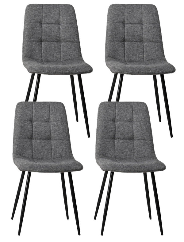 Set 4 Sedie 55x44xH81 cm in Tessuto e Metallo Alma Grigio Chiaro online
