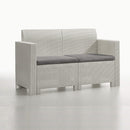 Set da Giardino Divano 2 Poltrone e Tavolino in Polipropilene Bianco