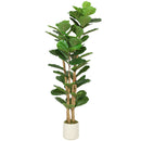 Pianta di Fico Artificiale Verde 50x50x150 cm in PEVA e Legno con Vaso Contenitore in PP e Cemento      