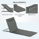 Set 2 Lettini Spiaggia Pieghevoli con Schienale Regolabile a 5 Livelli 53x124x35-45 cm in Tessuto Oxford Grigio