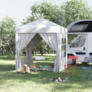 Gazebo da Giardino Pieghevole 2x2m con 4 Pareti Rimovibili in Poliestere e Acciaio Bianco