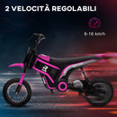 Moto Elettrica per Bambini con Acceleratore Manuale 2 Velocità 8-16km/h Rosa  