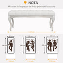 Panca Fondoletto Stile Vintage 110x37x49 cm in Tessuto Effetto Lino Bianco Crema  