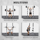 Set 2 Supporti per Bilanciere con 3 Ganci Altezza Regolabile e Portata 200kg in Acciaio    