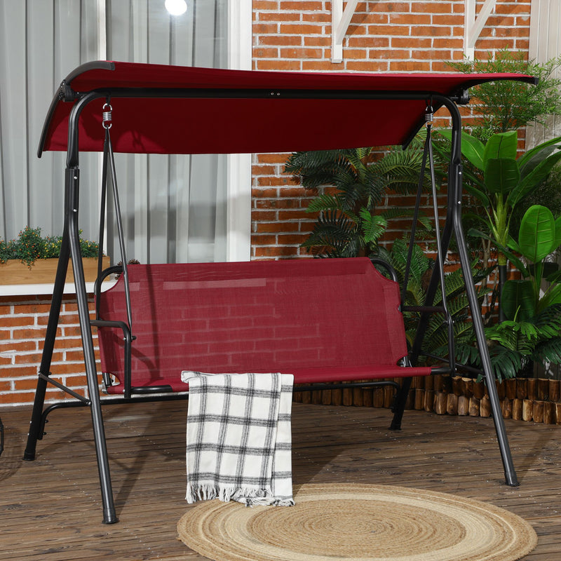 Dondolo da Giardino 3 Posti 172x110x153 cm con Tetto Parasole Rosso e Nero   