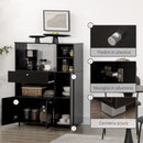 Credenza da Cucina 90x40x120 cm per Microonde con Armadietti Mensole e Cassetto in Legno Nero 