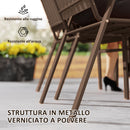 Set 4 Sedie da Giardino 56x66x91 cm Impilabili in Acciaio e PP Marrone Scuro 