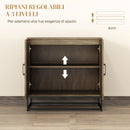 Credenza Mobile Basso Multiuso 80x40x78 cm in Legno e Acciaio Marrone e Nero  