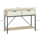 Tavolo Consolle Ingresso con 2 Cassetti e Ripiano Inferiore 100x33,5x76,5 cm in MDF Truciolato e Acciaio