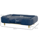 Divano per Cani Taglia Grande  fino 30 kg 96x66x24 cm con Cuscino Rimovibile Blu  