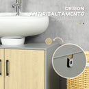 Mobile Sottolavello da Bagno 60x30x60 cm 2 Ante in Truciolato Grigio e Quercia
